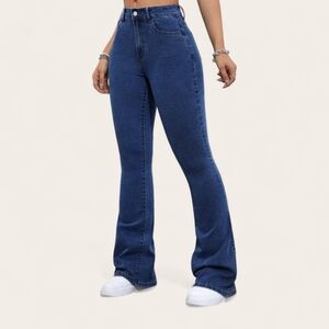 SHEIN dark blue wide-leg high-waisted jeans